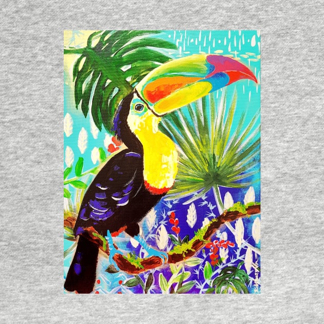 Toucan in the jungle art print by Orangerinka